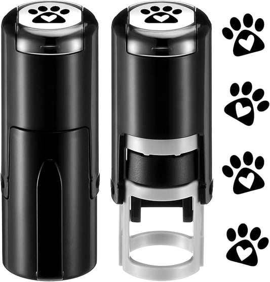 Supervitae 2 Pack Love Dog Paws Print Stamps Ink Stamper Mini Self Inking Stamps for Party Activities Craft Supplies