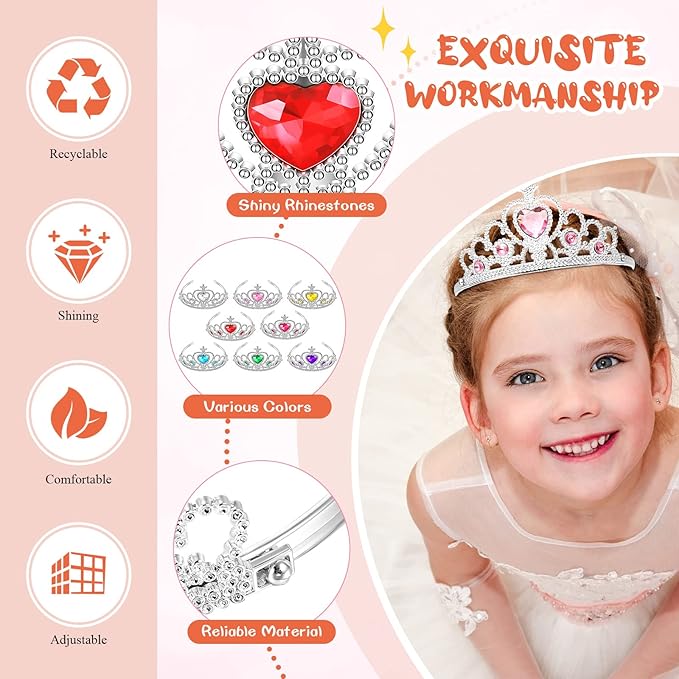 Zhanmai 24 Pcs Tiara Crown Set Princess Crown for Girls Plastic Tiaras Dress up Costume Party Favor Accessories Kid Birthday (Bright Colors)