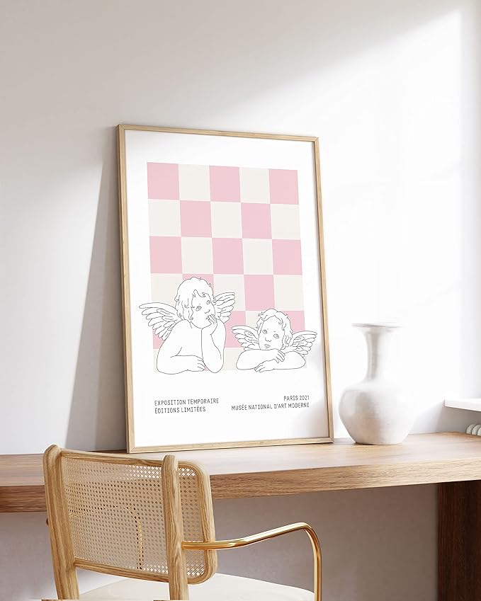 HAUS AND HUES Pink Wall Art, Danish Pastel Posters, Aesthetic Room Decor, Cool Posters for Wall (Unframed, 24x36)