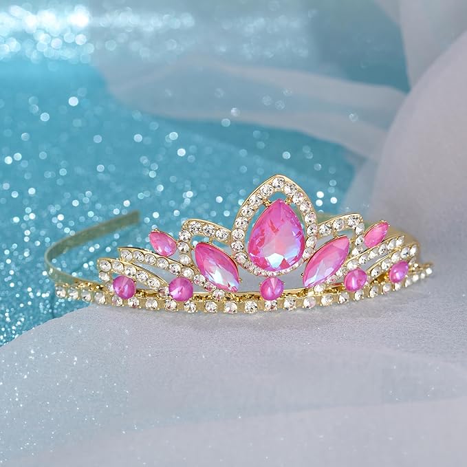 SWEETV Princess Tiara for Little Girls,Tiara Crown Headband Birthday Party Prom Costume Accessories Gift Toddler Kids Baby