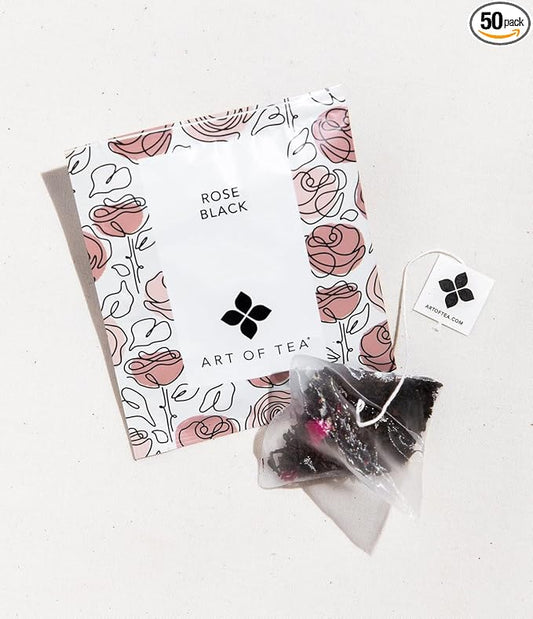 Art of Tea | Rose Black | 50 Eco Friendly Pyramid Tea Bag Sachets
