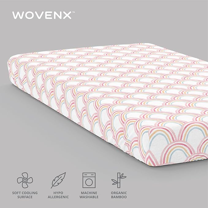 Kids Organic 100% Viscose Derived from Bamboo Sheet Set | Twin or Full Size Fitted Bed Sheets | Oeko-Tex Certified | Cute Toddler Bedding for Girls & Boys Rainbow Full