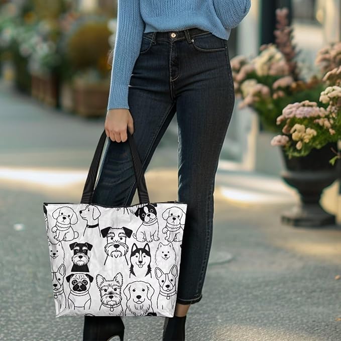 Cartoon Animal Printed DIY Coloring Tote Bag Waterproof Paper Handbags for Women Large Travel Shoulder Bags Purses