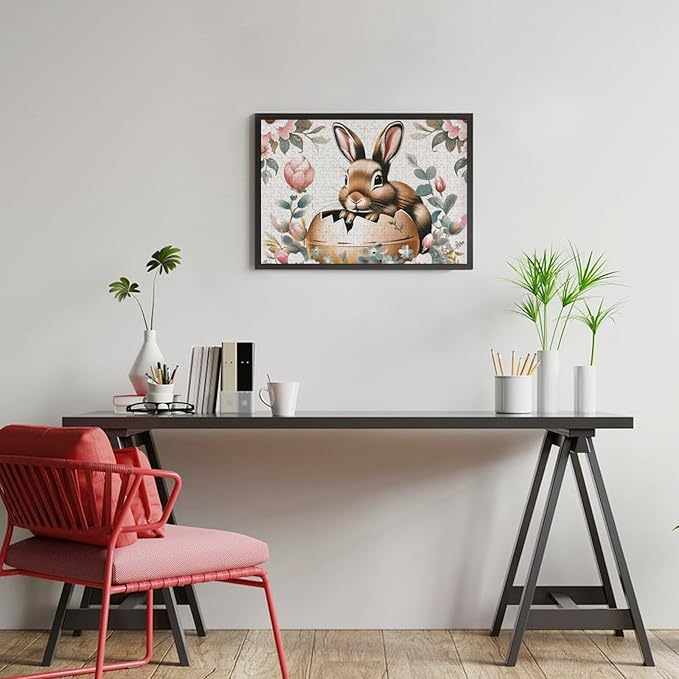 Wooden Puzzle - Easter Bunny Eggs Cute Rabbit Jigsaw Puzzles，Wooden Puzzles for Adults 300 Pieces Challenge Puzzles，Educational Games，Family Puzzles，Unique Gifts for Wall Art