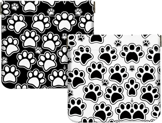 2Pcs PU Leather Small Squeeze Coin Purse Pouch Mini coin Bag Unique And Cute Wallet Cosmetic Bags Change Bag For Women Girls Men Black and white paw prints