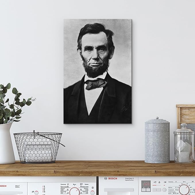 wall26 Canvas Print Wall Art Portrait of Abraham Lincoln People Pop Culture Historical Realism Famous Closeup Colorful Multicolor Classical for Living Room, Bedroom, Office - 16" x 24"