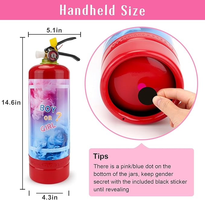 Giant Gender Reveal Fire Extinguisher 2 Packs, Gender Reveal Ideas, Baby Girl Reveal Party Ideas for Gender Reveal Decorations with 2.3ib Powder (Pink)