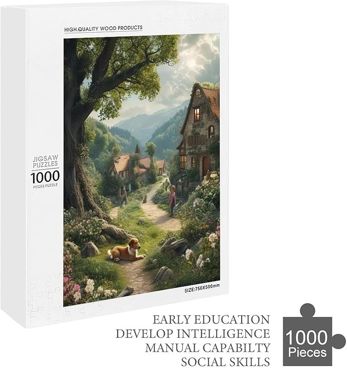 Puzzles for Adults 1000 Pieces Wooden Jigsaw Puzzle - Rural Cottage Theme Puzzle，Party Games，Family Toys，Educational Puzzles，Stress Relief Wooden Puzzle，Gifts for Family，Colleagues and Friends