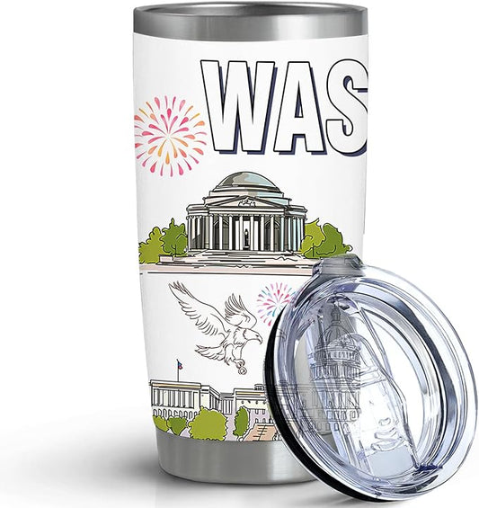 City Tumbler for City Lover,20oz Double Wall Vacuum Insulated Stainless Steel Coffee Cups (Washington)