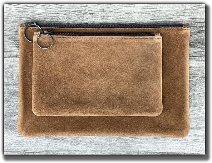 Anthology Gear Leather Pouch with Zipper (Sienna Suede, Small)