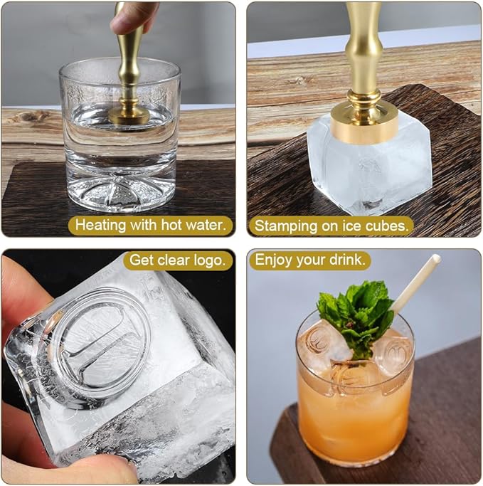 Ice Cube Stamp for Cocktails Ice Stamp Brass Head with Handle, Ice Branding Stamp for Ice Cubes Cocktail Whiskey Drinks Party Wedding Making DIY Crafting (Letter I)