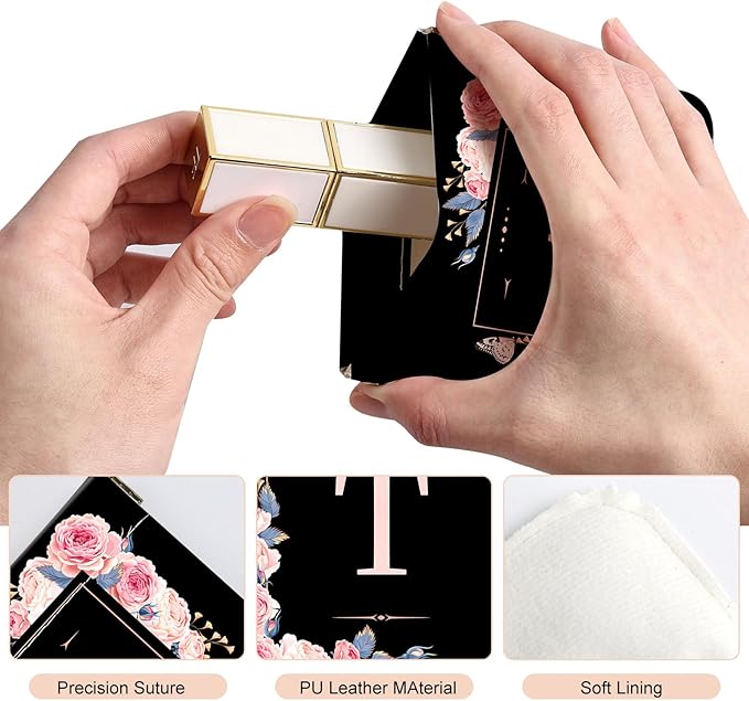 2Pcs Initial Letter PU Leather Small Squeeze Coin Purse Pouch Mini coin Bag Unique And Cute Wallet Cosmetic Bags For Women Girls Men Change Bag Letter T