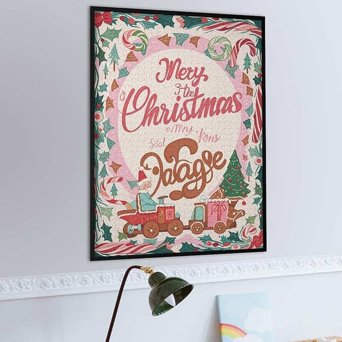 Wooden Puzzle - Christmas Gingerbread Express Train Jigsaw Puzzles，Wooden Puzzles for Adults 1000 Pieces Unique Gifts for Wall Art，Challenge Puzzles，Educational Games，Family Puzzles