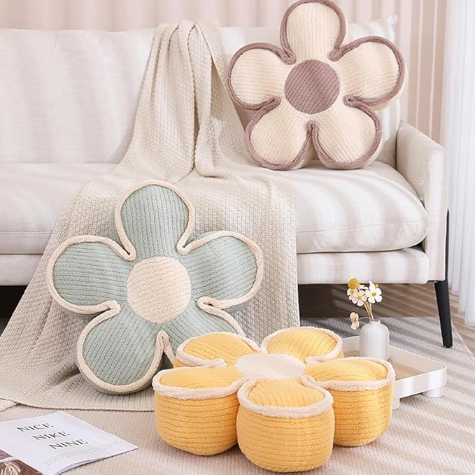 3 PCs Flower Pillow Flowers Shaped Pillow Cushion Decorative Daisy Pillow for Bed Cute Throw Pillows
