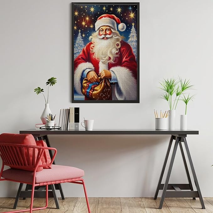 Puzzles for Adults 1000 Pieces Wooden Jigsaw Puzzle - Santa Carrying Presents Theme Puzzle，Party Games，Family Toys，Educational Puzzles，Stress Relief Wooden Puzzle，Gifts for Family and Friends