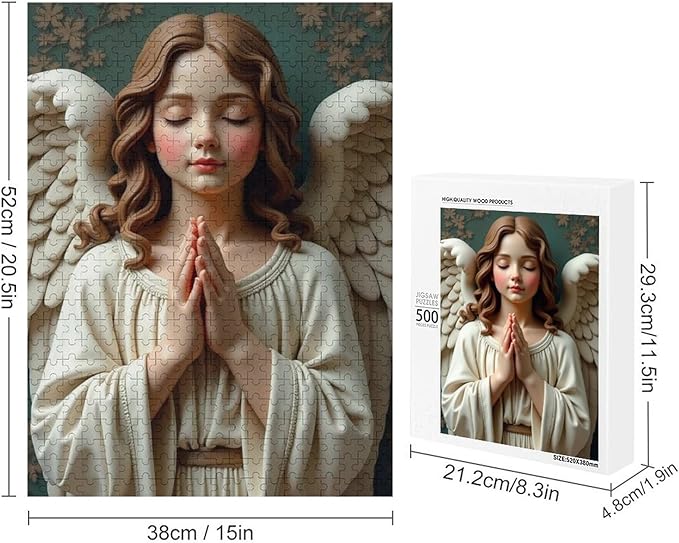 Wooden Puzzle - Classic Angel Praying Jigsaw Puzzles，Wooden Puzzles for Adults 500 Pieces Challenge Puzzles，Educational Games，Family Puzzles，Unique Gifts for Wall Art,Funnny Puzzles