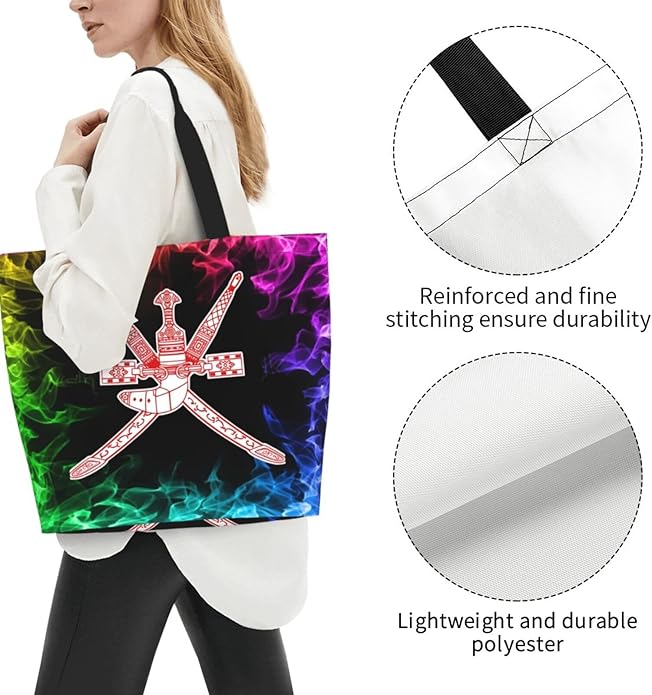 Oman National Emblem Large Reusable Eco-friendly Shopping Bags Portable Storage Handbag
