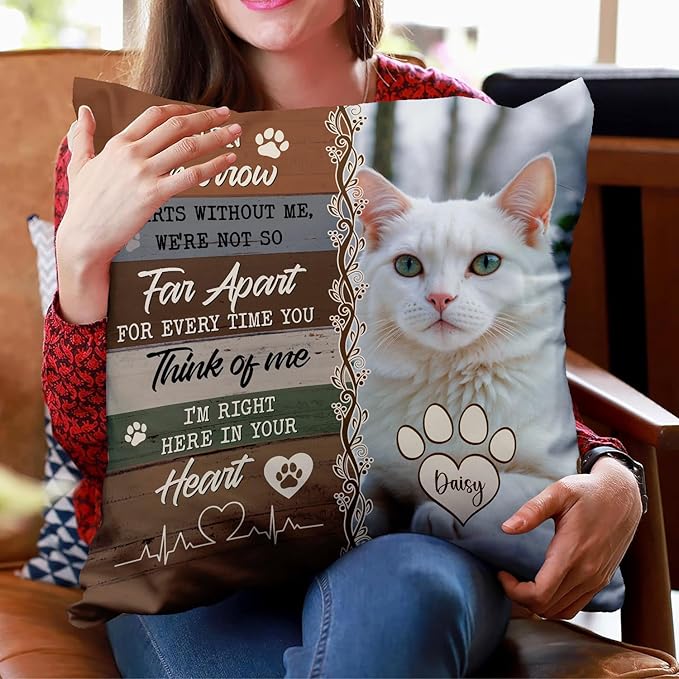 Custom Cat Memorial Throw Pillow (Insert Included), Cat Memorial Gifts, Cat Memorial Pillow, Cat Memorial Gifts for Loss of Cat, Pet Memorial Gifts for Cats, Pet Loss Sympathy Gift