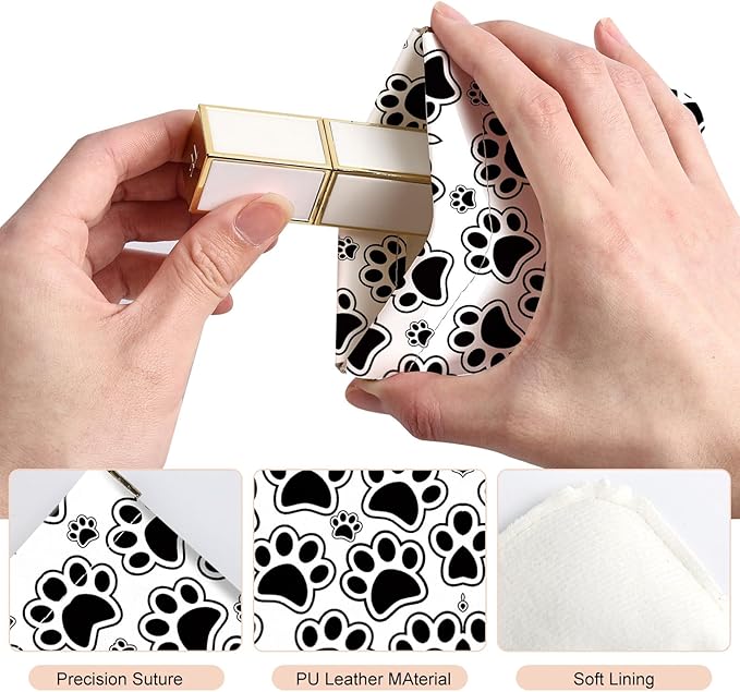 2Pcs PU Leather Small Squeeze Coin Purse Pouch Mini coin Bag Unique And Cute Wallet Cosmetic Bags Change Bag For Women Girls Men Black and white paw prints
