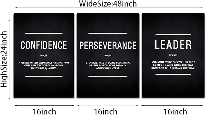 BWSPACE Inspirational Wall Decor Motivational Canvas Wall Art, grind hustle wall art 3 Pieces Wall Art Decorations for Office Living Room and Bedroom Decor (48" W x 24" H, CPL)