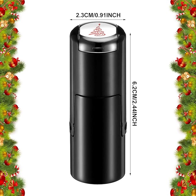 Supervitae 2 Pack Christmas Tree Print Stamps Ink Stamper Mini Red Self Inking Stamps for Party Activities Craft Supplies