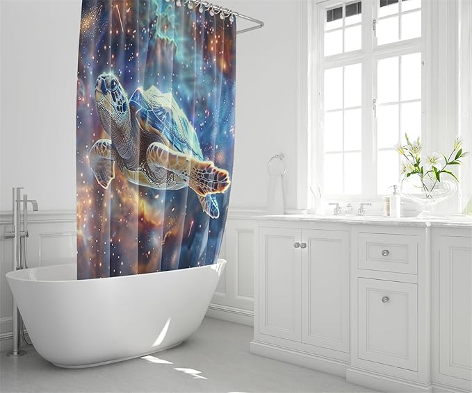 4 Pcs Turtle Shower Curtains for Bathroom Kids Shower Curtain Set Sea Turtle Shower Curtain for Room Turtle Bathroom Accessories with Rug,Toilet Cover and Bath Mat