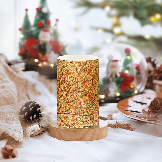 ALAZA Autumn Fall Tree Flickering Flameless Candles Battery Operated with Remote Timer,Tea Light Candles LED Pillar Votive Candles Set of 2 for Outdoor Indoor Decorations