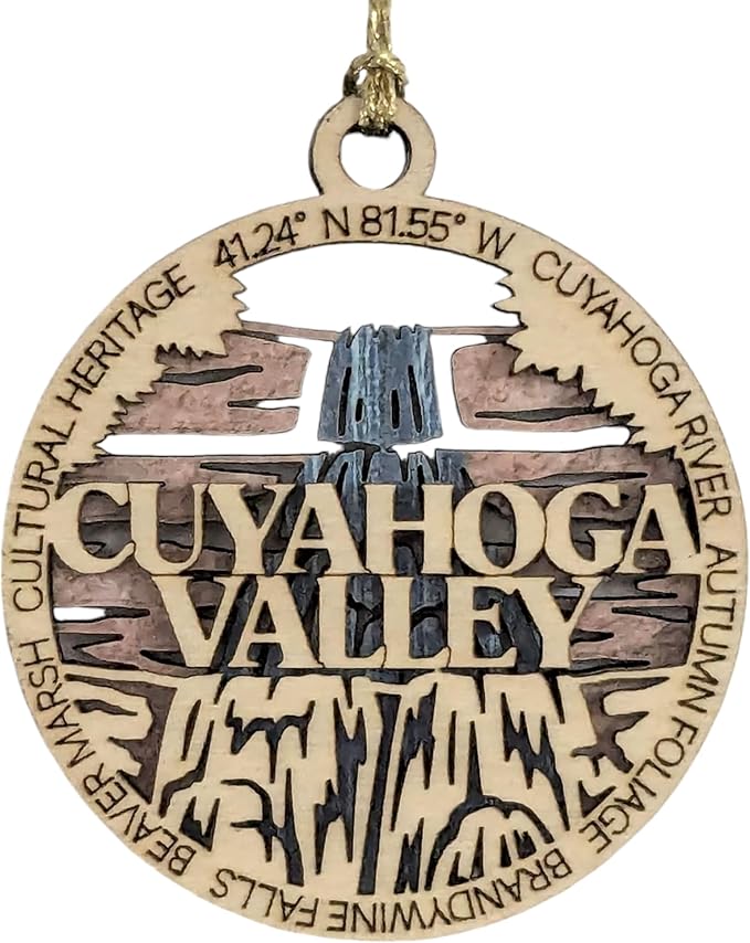 Cuyahoga Valley National Park Wood Ornament - Handmade 3" Laser Cut Christmas Decoration, Ohio Souvenir, Nature Lover Gift
