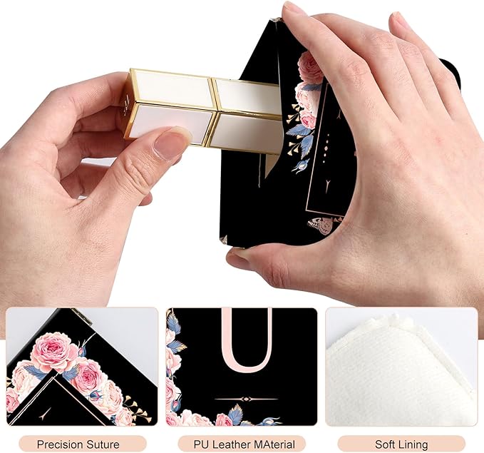 2Pcs Initial Letter PU Leather Small Squeeze Coin Purse Pouch Mini coin Bag Unique And Cute Wallet Cosmetic Bags For Women Girls Men Change Bag Letter U