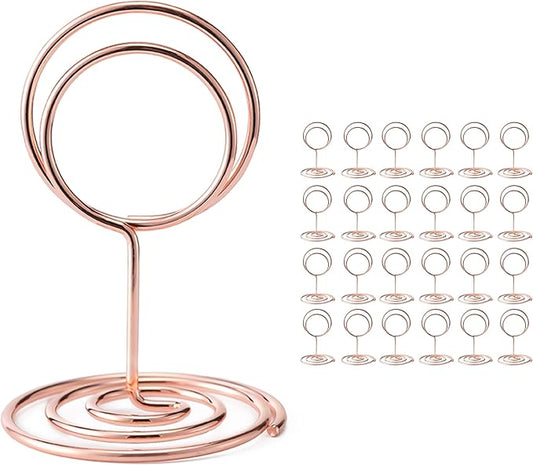 Hoewina 26Pcs Table Number Holders, Place Card Holder, Wire Picture Holder, Small Size Table Card Holders, Photo Holder for Centerpieces, Wedding Reception, Party, Birthday (Rose Gold)