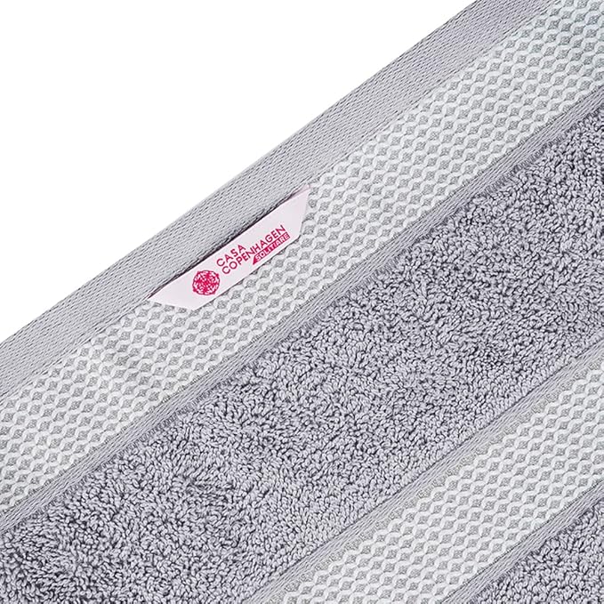 CASA COPENHAGEN, Solitaire, 600 GSM, 35x70 Inches Extra Large Jumbo Size Bath Sheets, Set of 2 Towel, Super Soft Egyptian Cotton Towels for Bathroom & Shower - Grey Violet