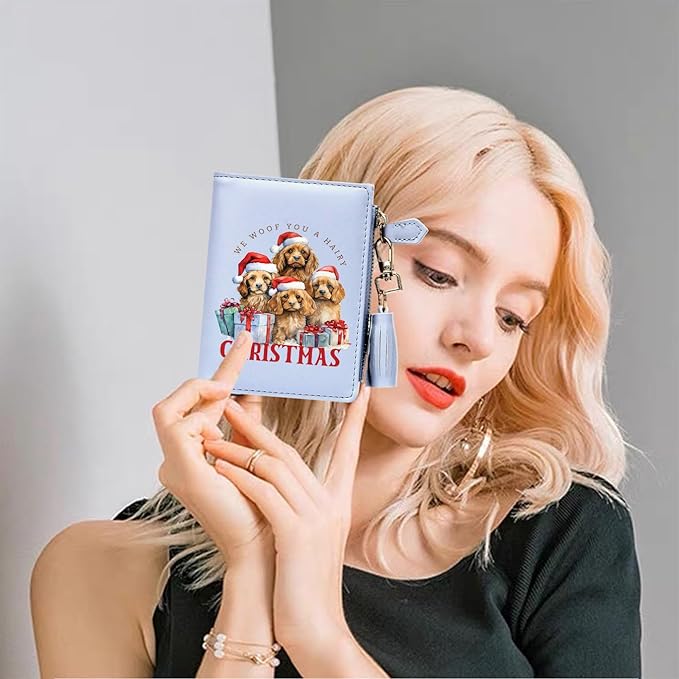 GEEAD Custom Design Small Wallets for Women Bifold Slim Coin Purse Zipper ID Card Holder for Christmas