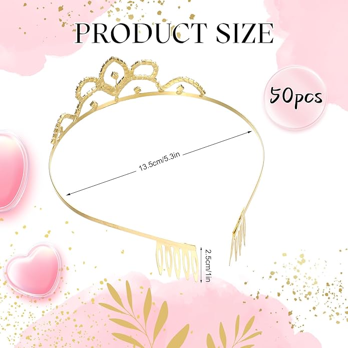 Riceshoot 50 Pcs Tiara Crowns Bulk for Women Crystal Princess Tiara Queen Rhinestone Crown with Comb Silver Bridal Wedding Headband for Women Prom Birthday Party Hair Accessory