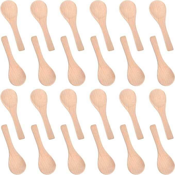 Boao 24 Pcs Small Wooden Spoons, 3.5'' L, Mini Wood Natural Tiny Spoons Wooden Little Teaspoons for Jars Sugar Creamer Honey Spices Salt Kitchen Supplies (Light Wood)