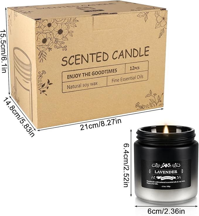 Scented Candles Set - 24 Pack Gradient Black Men Candles for Home Scented, 3.5 oz, Aromatherapy Soy Candle Gifts Set for Men, Birthday, Valentine, Christmas, Anniversary Present for Him