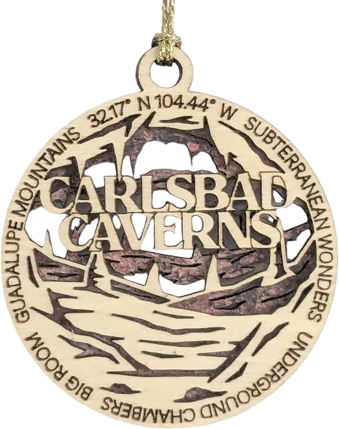 Carlsbad Caverns National Park, Underground Chambers Christmas Ornament - 3" Laser Cut Wood, Handmade in USA