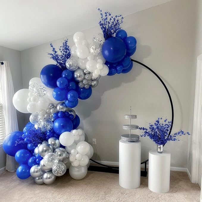 Bezente Royal Blue Giant Balloons 36 Inch - 8 Pack Jumbo Large Round Dark Blue Latex Balloon for Birthday Bridal Shower Graduation Baseball Nautical Party Decorations