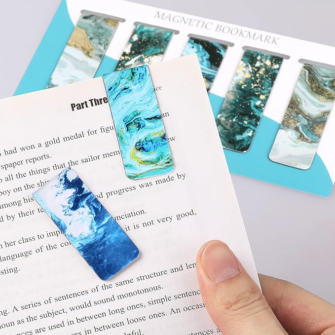 30 Pieces Bookmarks, Magnetic Bookmarks for Women, Men, Book Lovers, Page Markers for Students Teachers Reading (Multi Ocean)