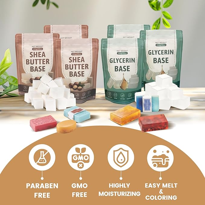 LFISGNN Deluxe Soap Making Kit for Adults DIY Soaps, DIY Soap Making Supplies Kits with Soap Melting Pot, Natural Soap Base, 8 Essential Oils, 8 Dyes, 4 Soap Molds, Packing and Supplies for Begineers