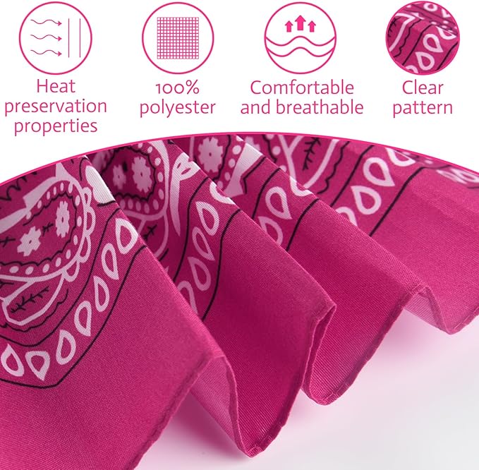 PLULON 30 Pack Bandanas for Men Women, Polyester Novelty Paisley Pattern Bandana Headbands Wristband Neckerchief Cowboy