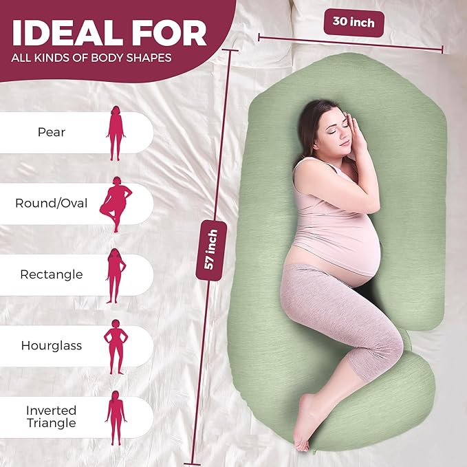 PILLANI Pregnancy Pillows for Sleeping - V C U Shaped Full Body Pillow with Removable Cover, 57inch Cooling Maternity Pillow for Pregnant Women, Support for Back Belly Legs Hip - Pregnancy Must Haves