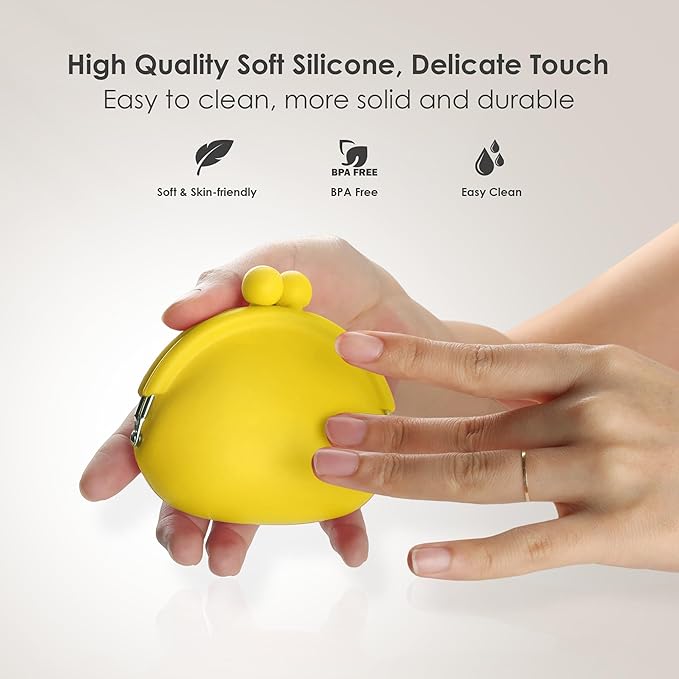 Coin Purse for Women – Silicone Small Coin Pouch with Kiss Lock for Coins, Keys, Lipstick, and Earphones – Mini Cute Change Purse, Coin Purse & Pouch for Daily Life, Cars, Travel, Party (Yellow)