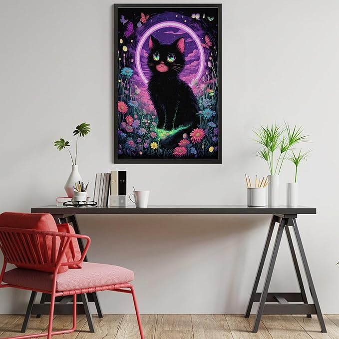 Jigsaw Puzzles for Adults 1000 Piece - Black Cat Under The Moon Themed Wooden Puzzles，Educational Games，Family Puzzles，Unique Gifts for Wall Art ，Funny Puzzles，Stress Relief Games，Puzzle Games