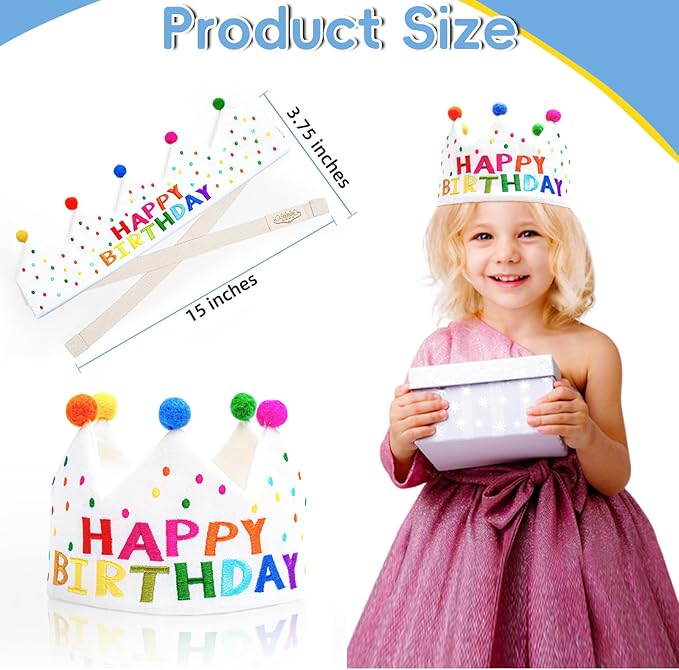 Personalized Hand Embroidered Crown, Customed Birthday Crowns for Kids Birthdays Party, Fit All Ages