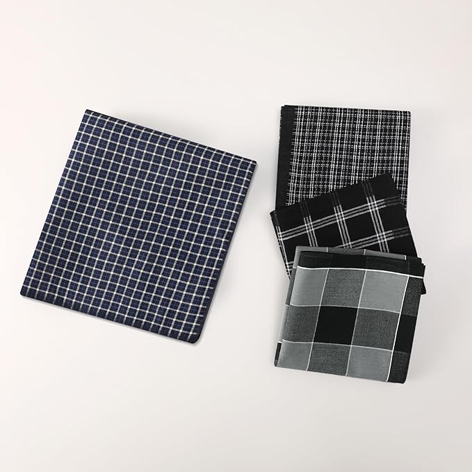 HOULIFE Men’s Handkerchiefs, Black Cotton Handkerchiefs for Men, 17x17 11 Pcs