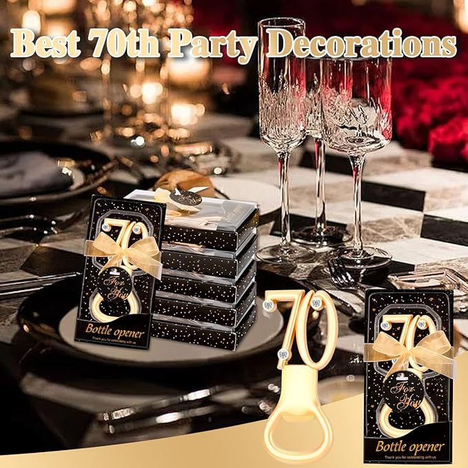 Ubrand 24PCS 70th Birthday Bottle Opener for 70th Birthday Party Favors 70th Wedding Anniversaries Souvenirs Favors Gifts Decorations (24,70)