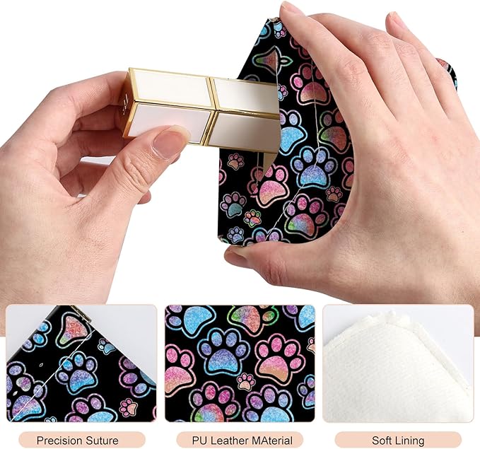 2Pcs PU Leather Small Squeeze Coin Purse Pouch Mini coin Bag Unique And Cute Wallet Cosmetic Bags Change Bag For Women Girls Men Dog Paw Pattern