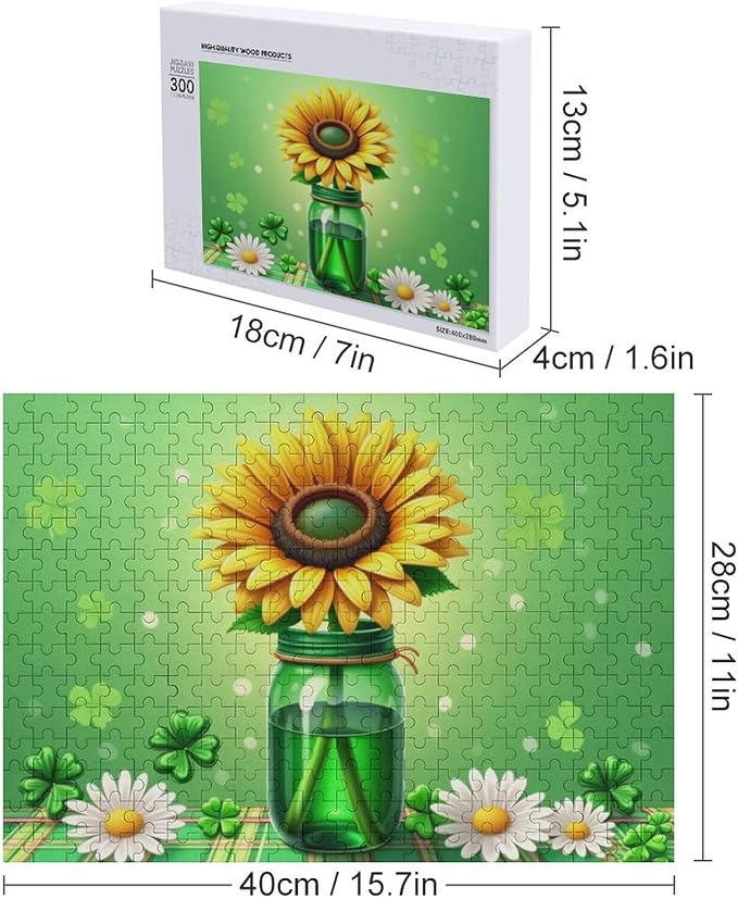 Wooden Puzzle - St Patrick's Day Gnome Wooden Puzzles for Adults 300 Pieces Challenge Puzzles，Educational Games，Family Puzzles，Unique Gifts for Wall Art ，Funny Puzzles
