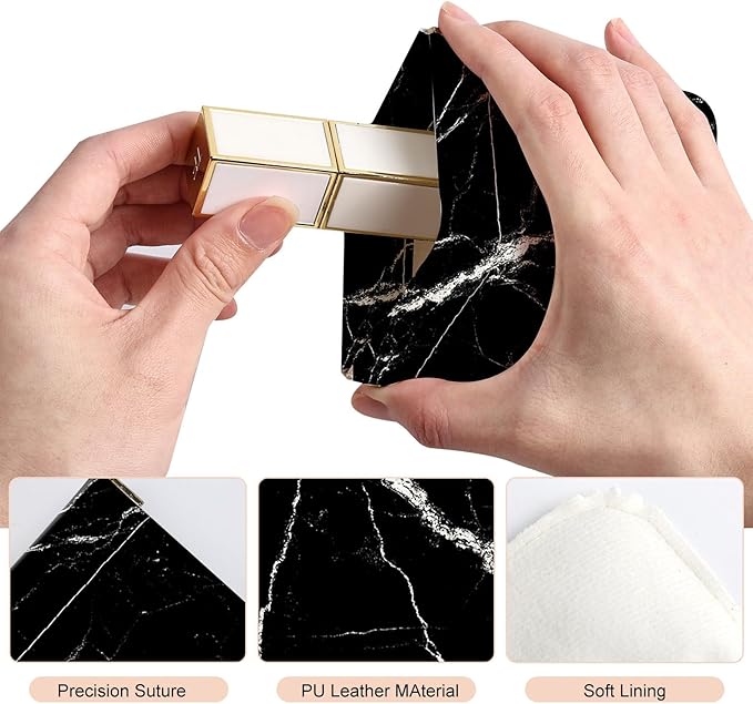 2Pcs PU Leather Small Squeeze Coin Purse Pouch Mini coin Bag Unique And Cute Wallet Cosmetic Bags Change Bag For Women Girls Men （Black marble