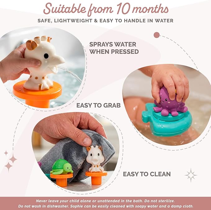 Sophie la girafe Bath Puzzle | Fun & Colorful | Animals Spray Water When Pressed | Easy to Clean